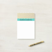 Gold Chevron Stripes met Mint Post-it® Notes (Op bureau)