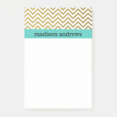 Gold Chevron Stripes met Mint Post-it® Notes (Voorkant)