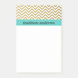 Gold Chevron Stripes met Mint Post-it® Notes