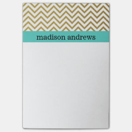 Gold Chevron Stripes met Mint Post-it® Notes