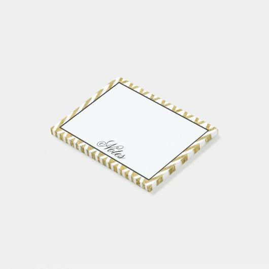 Gold Chevron Stripes Post-it® Notes (Schuin)