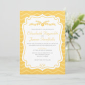 Gold Chevron Stripes Wedding Invitations Kaart (Staand voorkant)