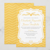 Gold Chevron Stripes Wedding Invitations Kaart (Voorkant / Achterkant)
