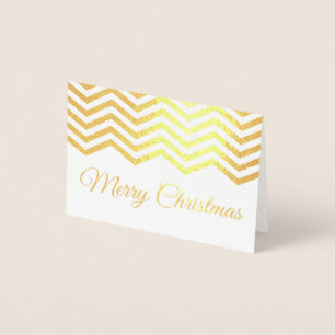 Gold Chevron Trim Merry kerst Folie Kaarten