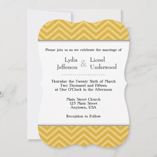 Gold Chevron Wedding Invitations Kaart (Voorkant)