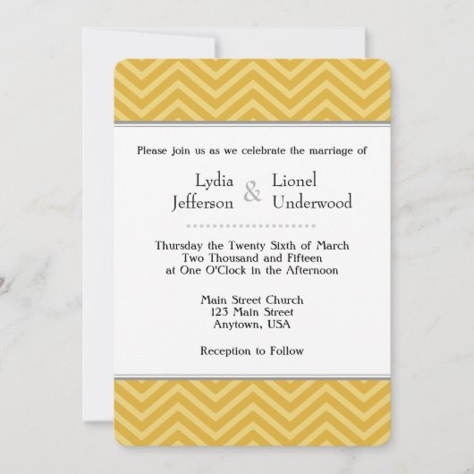 Gold Chevron Wedding Invitations Kaart (Voorkant)