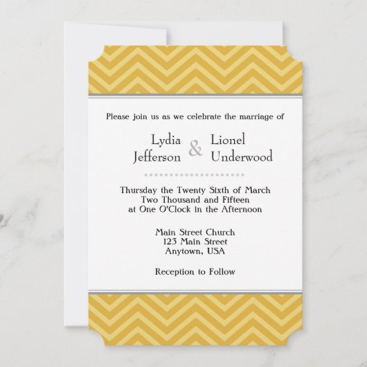 Gold Chevron Wedding Invitations Kaart (Voorkant)