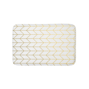 Gold Chevron White Background Modern Chic Badmat