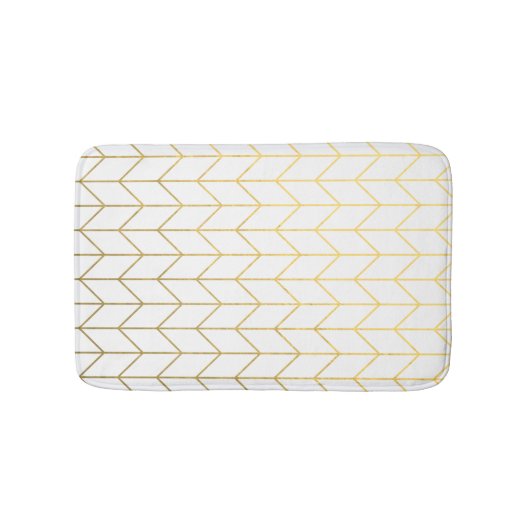 Gold Chevron White Background Modern Chic Badmat (Voorkant)