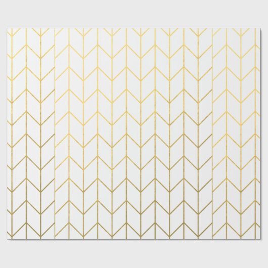 Gold Chevron White Background Modern Chic Cadeaupapier (Vlak)