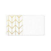 Gold Chevron White Background Modern Chic Etiket (Voorkant)
