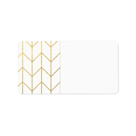 Gold Chevron White Background Modern Chic Etiket (Voorkant)
