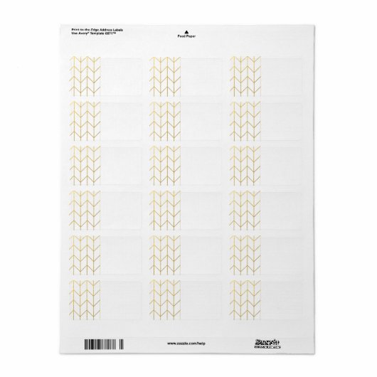 Gold Chevron White Background Modern Chic Etiket (Full Sheet)