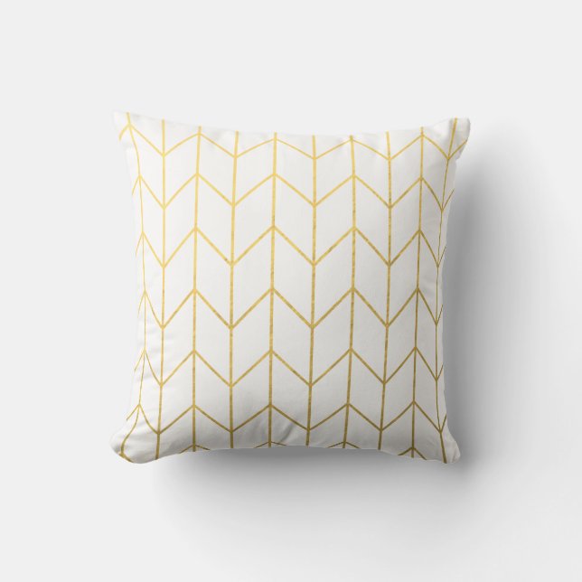 Gold Chevron White Background Modern Chic Kussen (Voorkant)