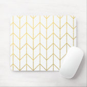 Gold Chevron White Background Modern Chic Muismat (Met muis)