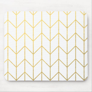 Gold Chevron White Background Modern Chic Muismat