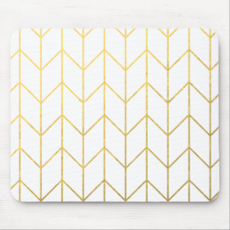 Gold Chevron White Background Modern Chic Muismat
