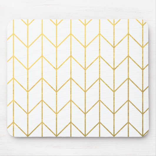 Gold Chevron White Background Modern Chic Muismat (Voorkant)