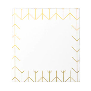 Gold Chevron White Background Modern Chic Notitieblok