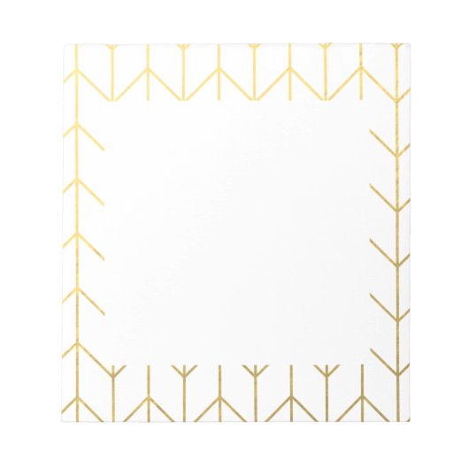 Gold Chevron White Background Modern Chic Notitieblok (Voorkant)
