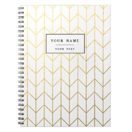 Gold Chevron White Background Modern Chic Notitieboek
