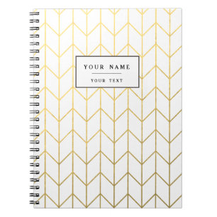 Gold Chevron White Background Modern Chic Notitieboek