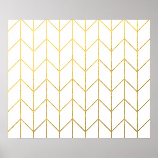 Gold Chevron White Background Modern Chic Poster (Voorkant)