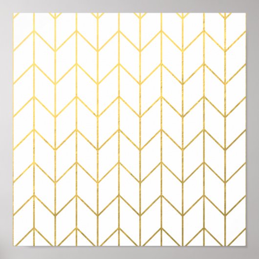 Gold Chevron White Background Modern Chic Poster (Voorkant)