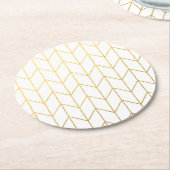 Gold Chevron White Background Modern Chic Ronde Kartonnen Onderzetter (Gebogen)