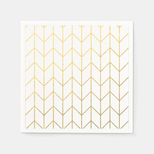 Gold Chevron White Background Modern Chic Servet (Voorkant)