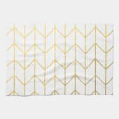 Gold Chevron White Background Modern Chic Theedoek (Horizontaal)