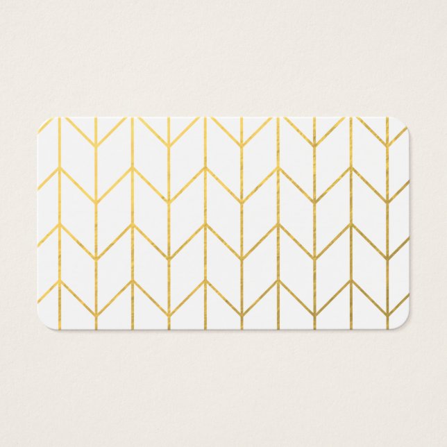 Gold Chevron White Background Modern Chic Visitekaartje (Voorkant)