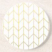 Gold Chevron White Background Modern Chic Zandsteen Onderzetter (Voorkant)
