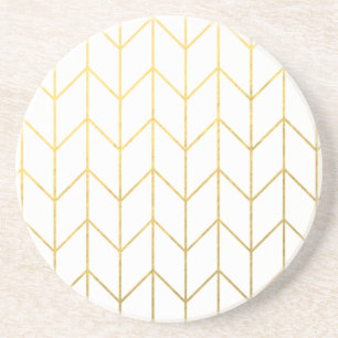 Gold Chevron White Background Modern Chic Zandsteen Onderzetter