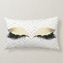 Gold Chevron White Foxier Eye Black Glitter Makeup Kussen