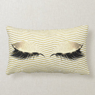 Gold Chevron White Foxier Eye Sleep Glitter Makeup Kussen