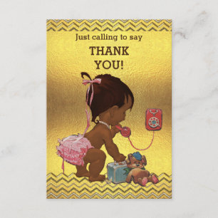 Gold Chevrons Ethnic Baby Girl telefonisch Bedankkaart