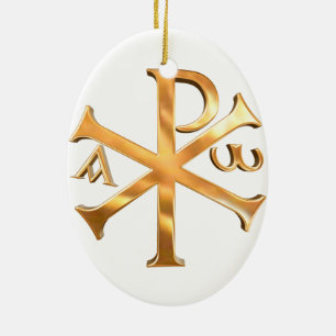 Gold Chi-Rho Keramisch Ornament