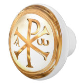 Gold Chi Rho Monogram Keramische Knop (Rechts)