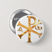 Gold Chi-Rho Ronde Button 5,7 Cm (Voorkant /achterkant)