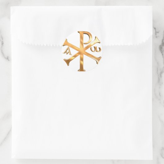 Gold Chi-Rho Ronde Sticker (Tas)