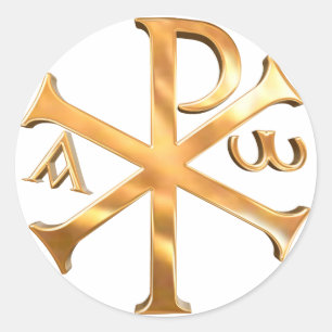 Gold Chi-Rho Ronde Sticker