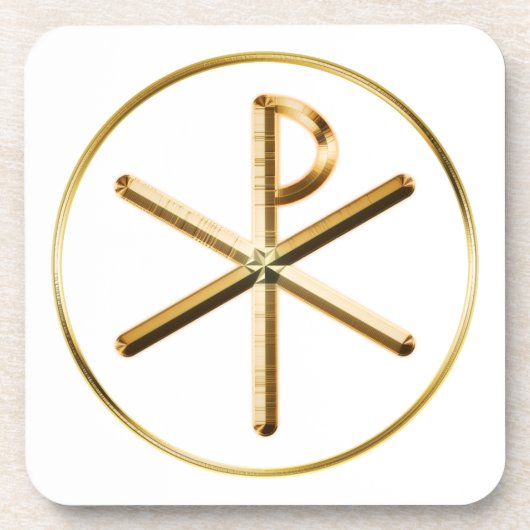 Gold Chi-Rho-symbool Bier Onderzetter (Voorkant)