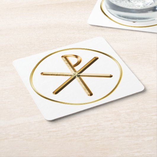 Gold Chi-Rho-symbool Kartonnen Onderzetters (Schuin)