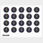 Gold Chi-Rho-symbool op donkerblauw Ronde Sticker (Vel)