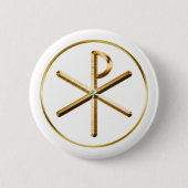 Gold Chi-Rho-symbool Ronde Button 5,7 Cm (Voorkant)