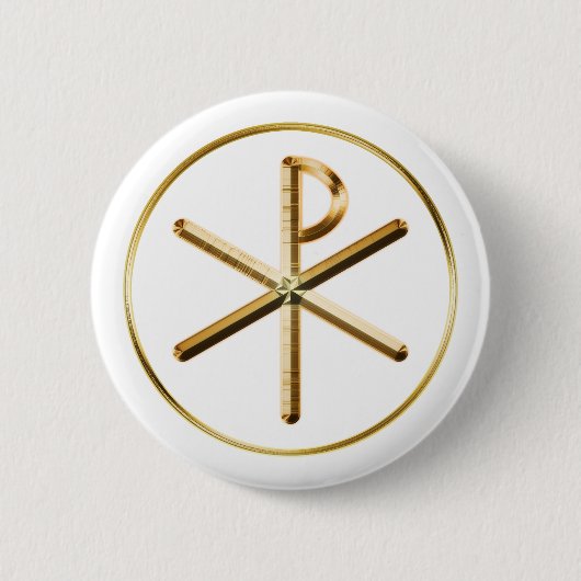 Gold Chi-Rho-symbool Ronde Button 5,7 Cm (Voorkant)