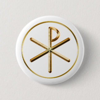 Gold Chi-Rho-symbool Ronde Button 5,7 Cm