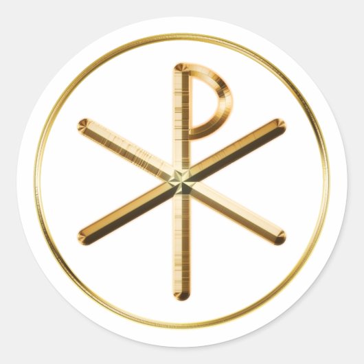 Gold Chi-Rho-symbool Ronde Sticker (Voorkant)