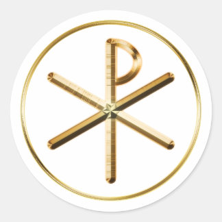 Gold Chi-Rho-symbool Ronde Sticker